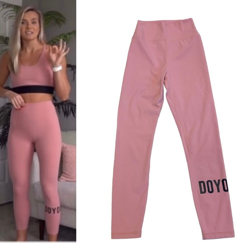 Doyoueven pink logo leggings Sz XS NWOT
